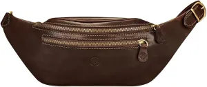 Maxwell Scott - Mens Womens Luxury Leather Fanny Pack Belt Bag - Handmade from Premium Italian Hides -The Centolla Dark Brown