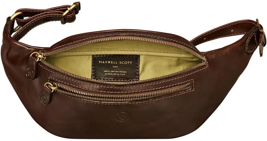 Maxwell Scott - Mens Womens Luxury Leather Fanny Pack Belt Bag - Handmade from Premium Italian Hides -The Centolla Dark Brown