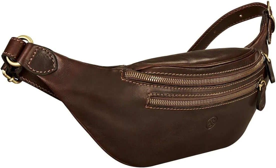 Maxwell Scott - Mens Womens Luxury Leather Fanny Pack Belt Bag - Handmade from Premium Italian Hides -The Centolla Dark Brown