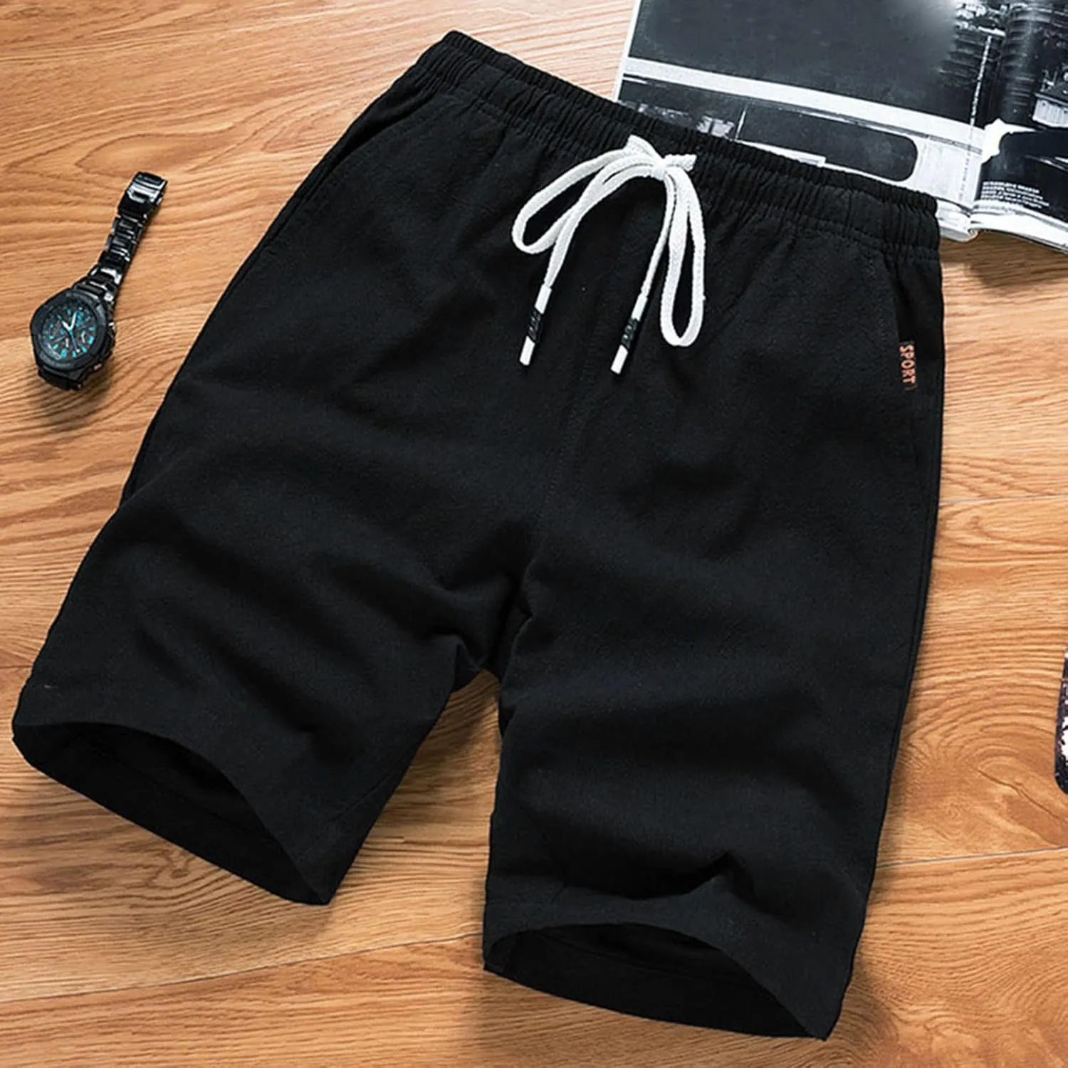 Men Beach Shorts Casual Fitness Pockets Bodybuilding Cotton Mens Shorts Men's pants Nylon Shorts Men Red Shorts Ten