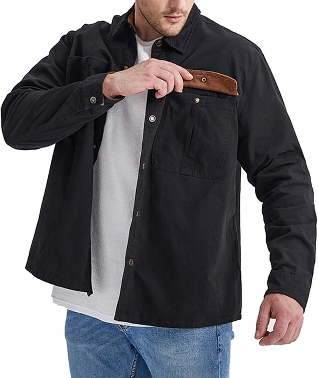 Mens 2023 Dress Shirts Long Sleeve Wrinkle-Resistant Casual Button Down Shirts Solid Formal Dress Shirts Business Top