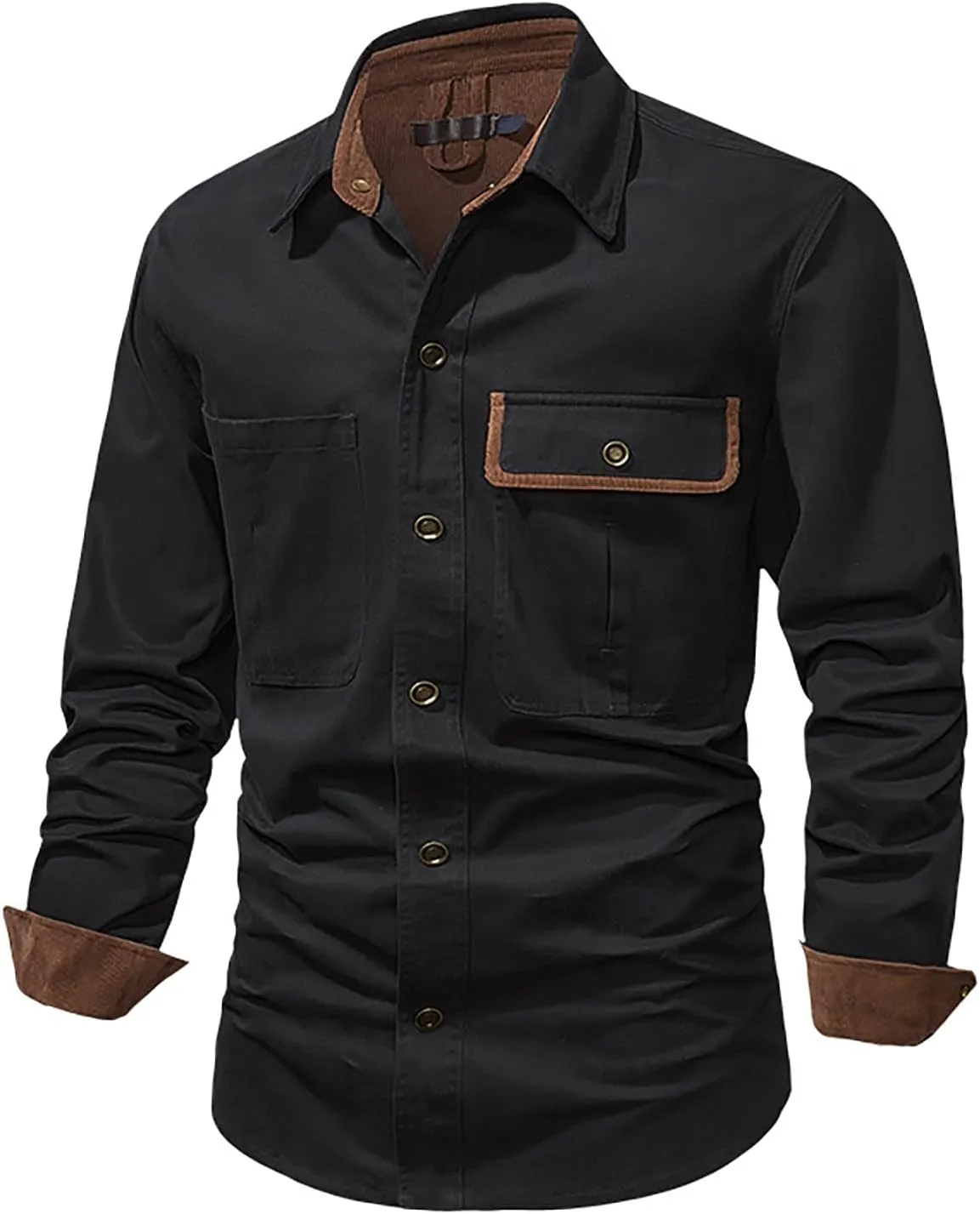 Mens 2023 Dress Shirts Long Sleeve Wrinkle-Resistant Casual Button Down Shirts Solid Formal Dress Shirts Business Top