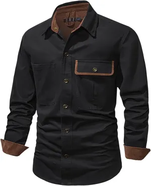 Mens 2023 Dress Shirts Long Sleeve Wrinkle-Resistant Casual Button Down Shirts Solid Formal Dress Shirts Business Top