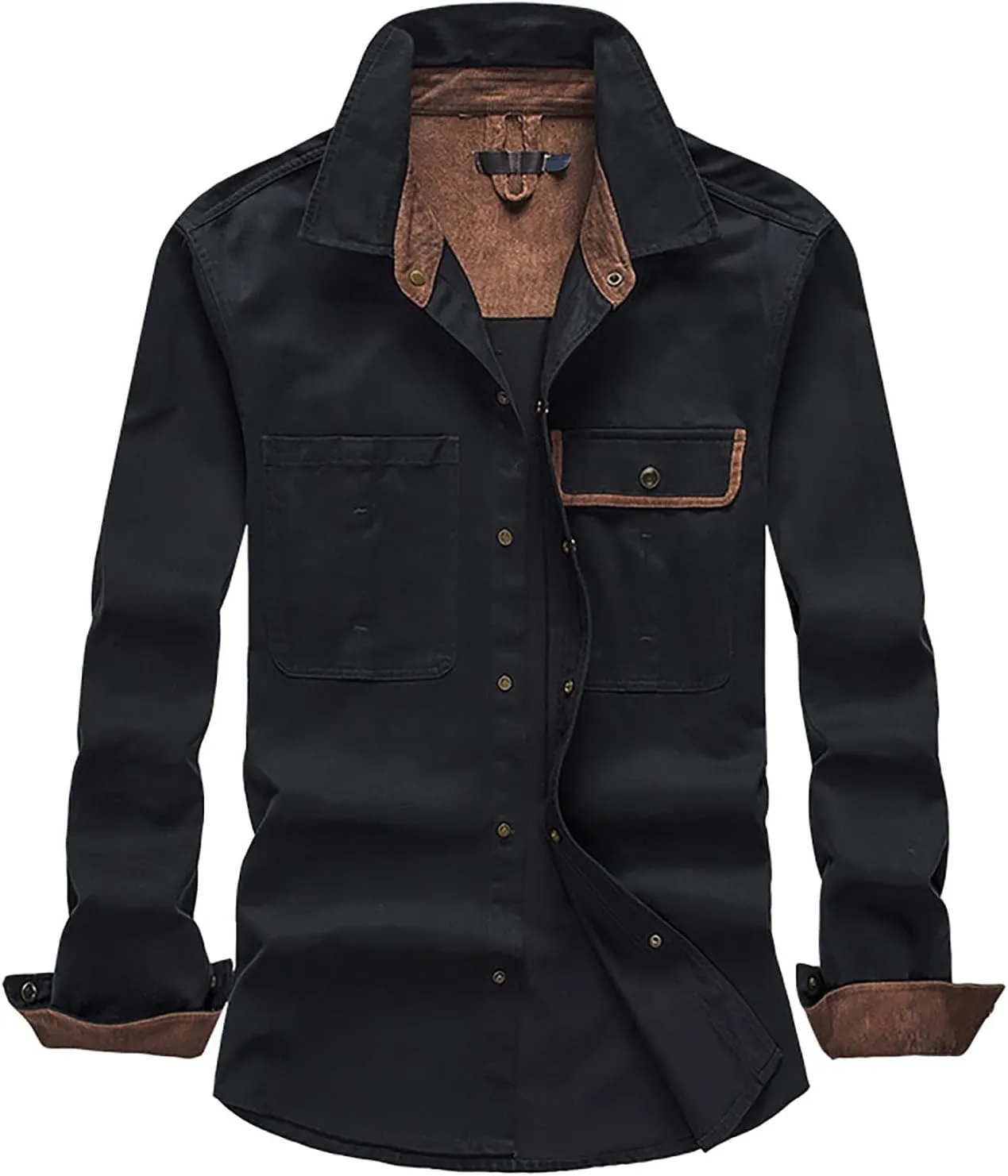 Mens 2023 Dress Shirts Long Sleeve Wrinkle-Resistant Casual Button Down Shirts Solid Formal Dress Shirts Business Top