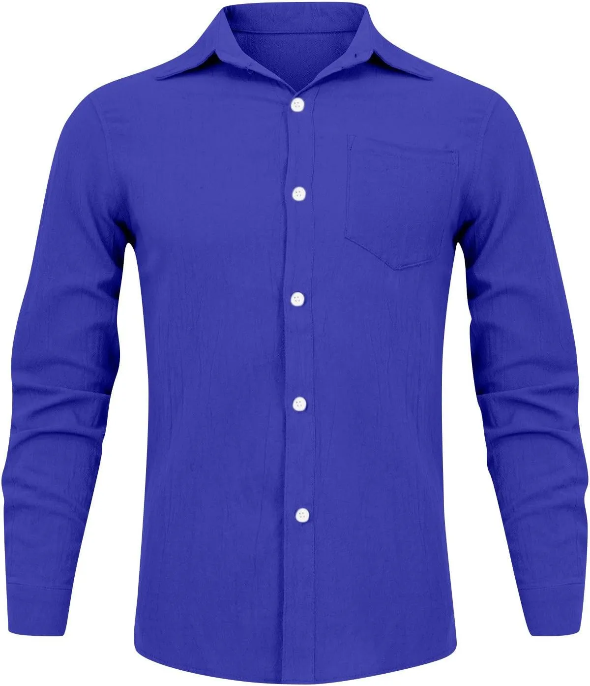 Men's Button Down Shirts Long Sleeve Casual Beach Shirts Vacation Wedding Party Vintage Dress Shirts with Pocket