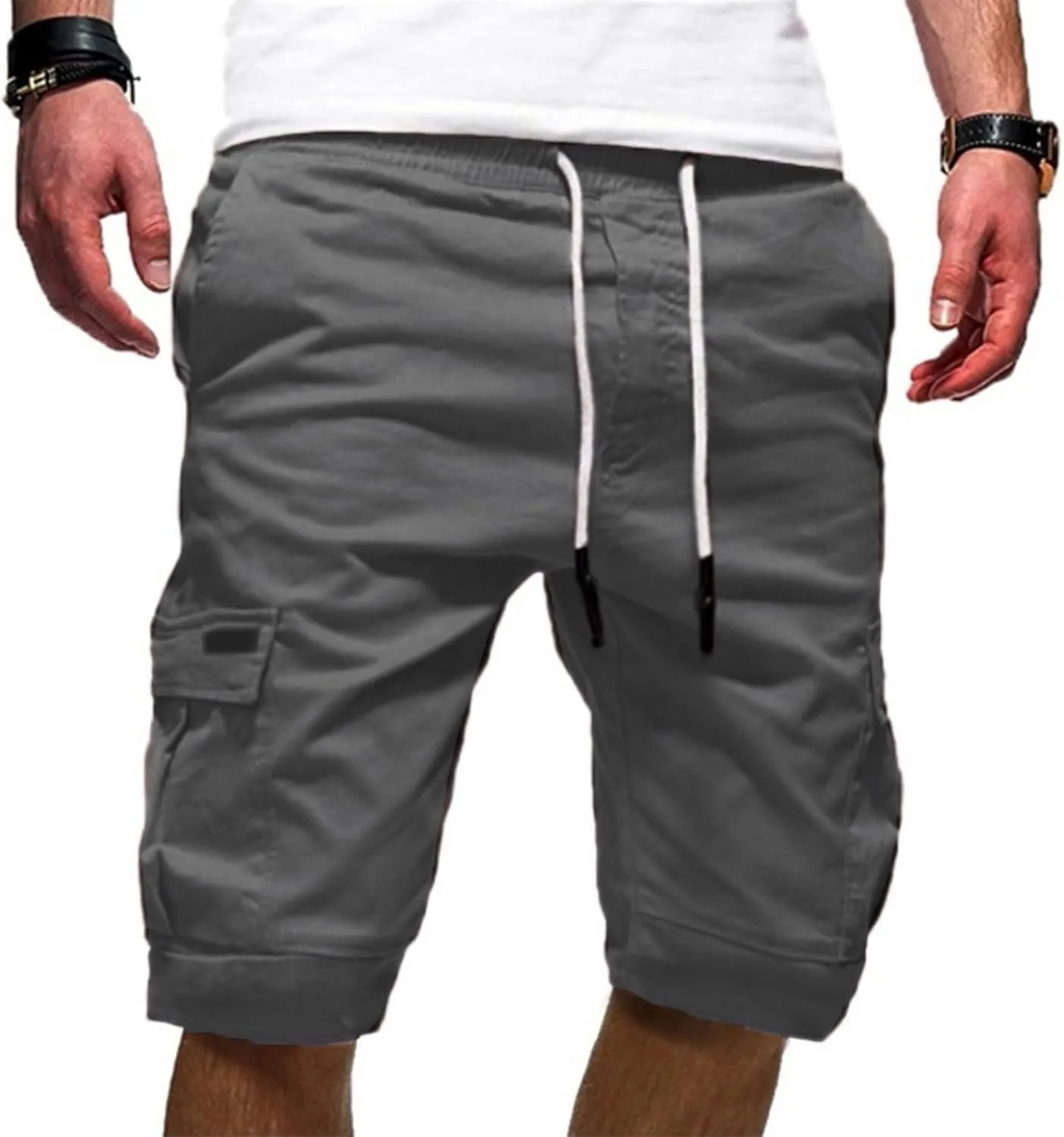 Mens Casual Cargo Shorts - 2025 Drawstring Stretch Summer Beach Shorts Chino Shorts Outdoor Hiking Shorts with 6 Pockets
