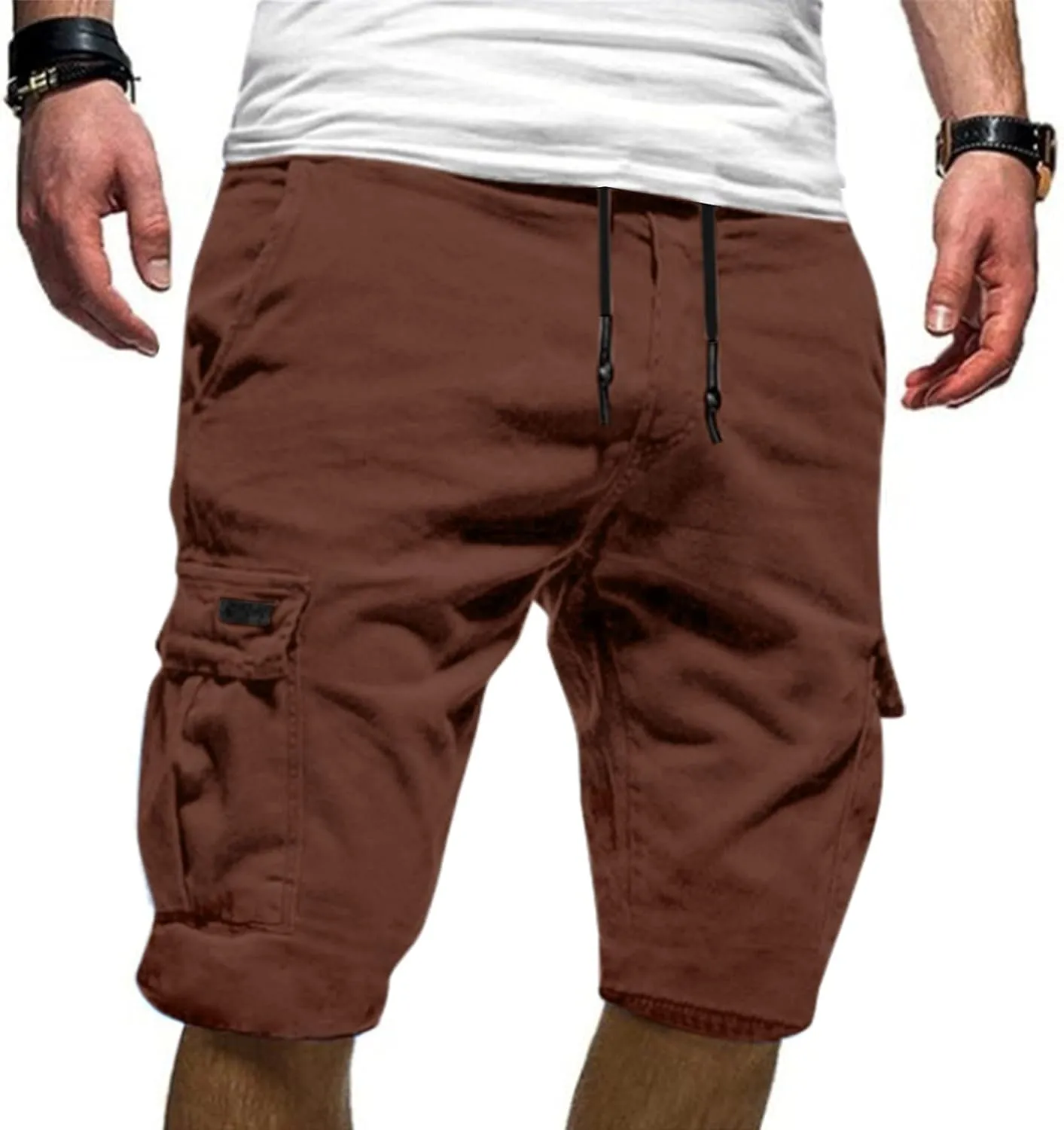 Men's Casual Cargo Shorts Classic Fit Athletic Shorts Cotton Cargo Shorts for Men Summer Beach Shorts with 4 Pockets