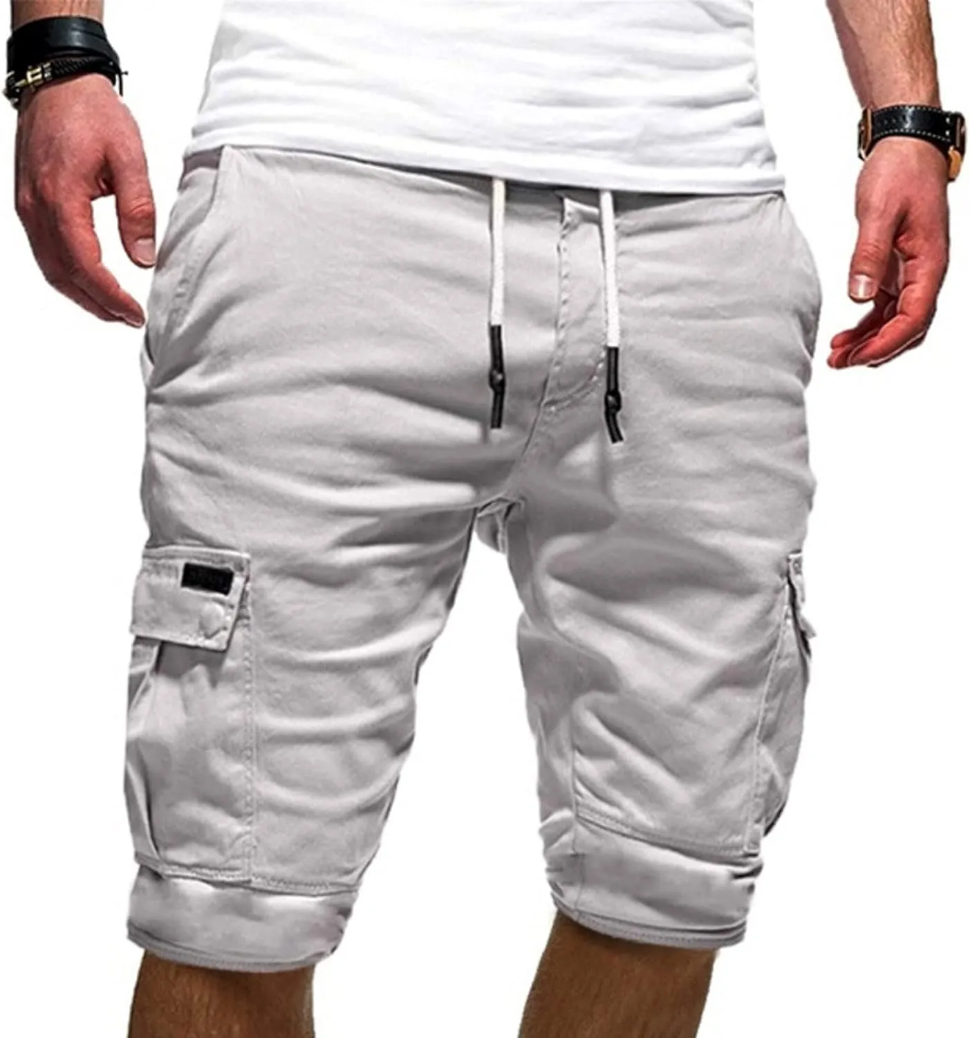 Men's Casual Cargo Shorts Classic Fit Athletic Shorts Cotton Cargo Shorts for Men Summer Beach Shorts with 4 Pockets