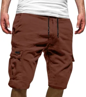 Men's Casual Cargo Shorts Classic Fit Athletic Shorts Cotton Cargo Shorts for Men Summer Beach Shorts with 4 Pockets