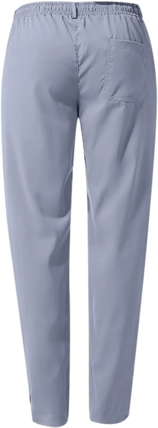 Men's Casual Pants Cotton Twill Linen Relaxed Fit Options with Elastic Waist Drawstring Pockets for Everyday Wear