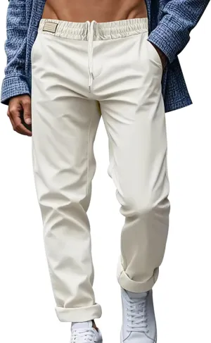 Mens Casual Pants Elastic Waist Relaxed Fit Drawstring Sweatpants Lightweight Comfy Jogging Atheltic Pants Baggy Lounge Pants