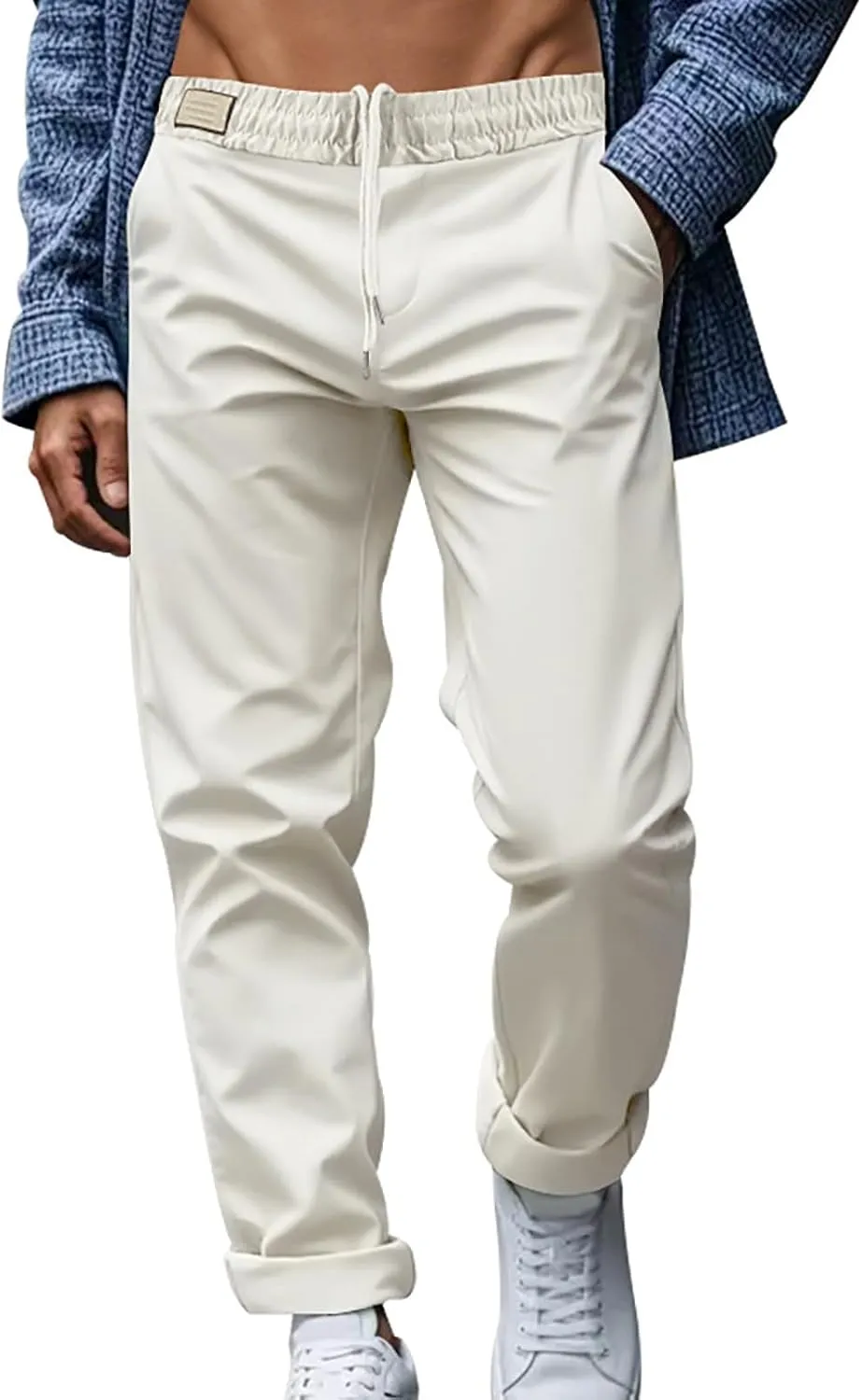 Mens Casual Pants Elastic Waist Relaxed Fit Drawstring Sweatpants Lightweight Comfy Jogging Atheltic Pants Baggy Lounge Pants