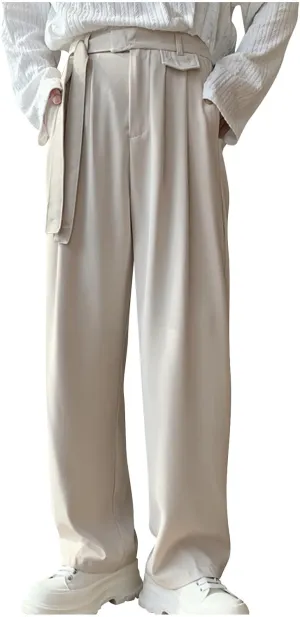 Men's Casual Pants Relaxed Fit Lightweight Straight Leg Pant Baggy Expandable Waist Flat Front Trousers with Pockets