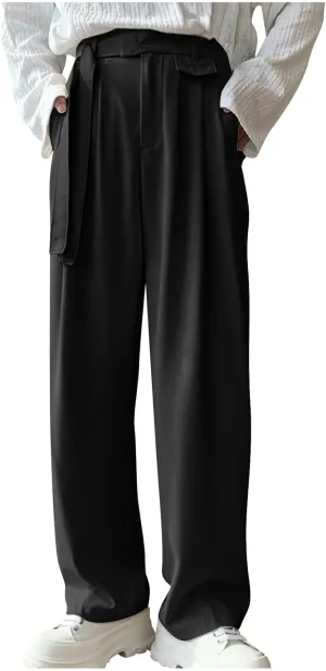 Men's Casual Pants Relaxed Fit Lightweight Straight Leg Pant Baggy Expandable Waist Flat Front Trousers with Pockets