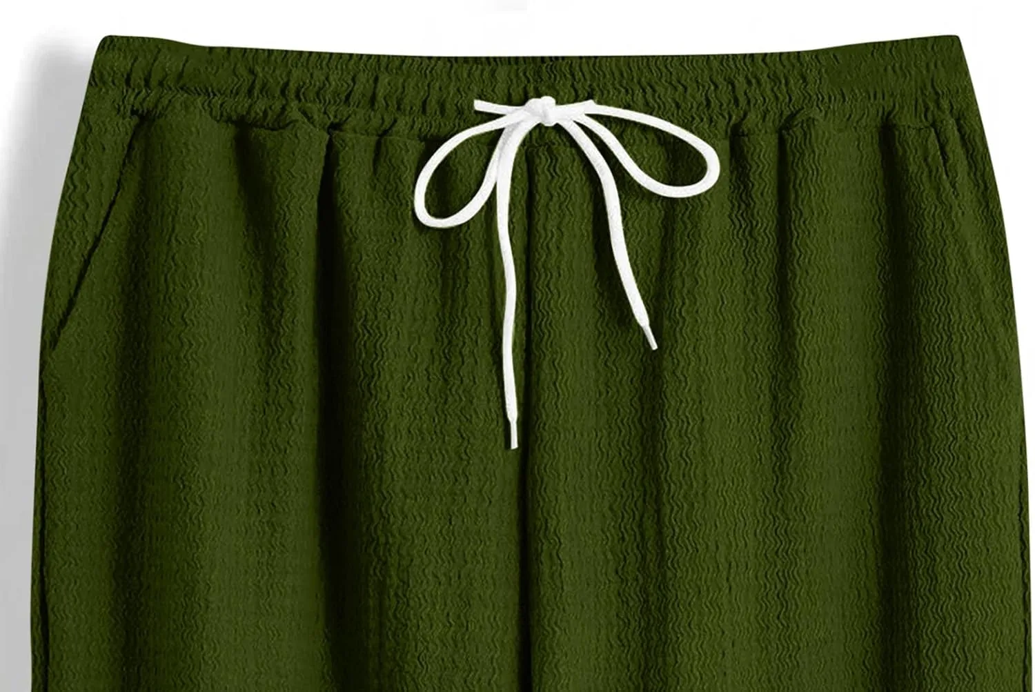 Mens Casual Pants Relaxed Fit Wide Leg Trousers High-Rise Summer Elastic Waist Drawstring Casual Flat Front Pants
