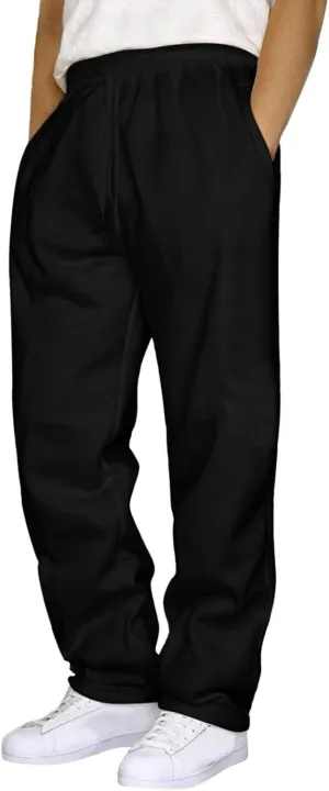 Men's Fleece Cargo Sweatpants Solid Color Joggers Lounge Relaxed Fit Overalls Business Trousers with Pocket