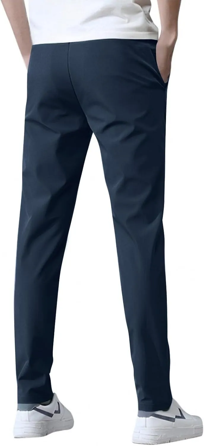 Mens Golf Pants Stretch Relaxed Fit Casual Golf Joggers Lightweight Active Pull On Pants Quick Dry Hiking Trousers