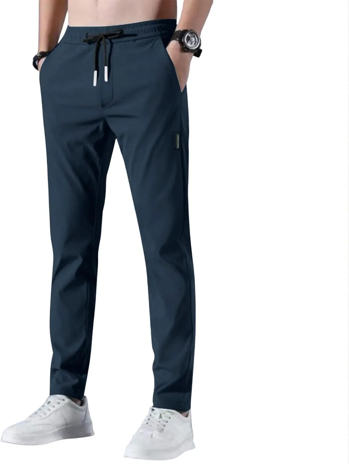 Mens Golf Pants Stretch Relaxed Fit Casual Golf Joggers Lightweight Active Pull On Pants Quick Dry Hiking Trousers