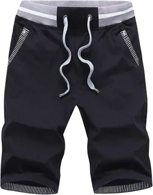 Mens Knit Shorts Slim Fit Casual Shorts Elastic Waist Lounge Shorts Lightweight Daily Shorts Soft Cotton Bottoms 2025