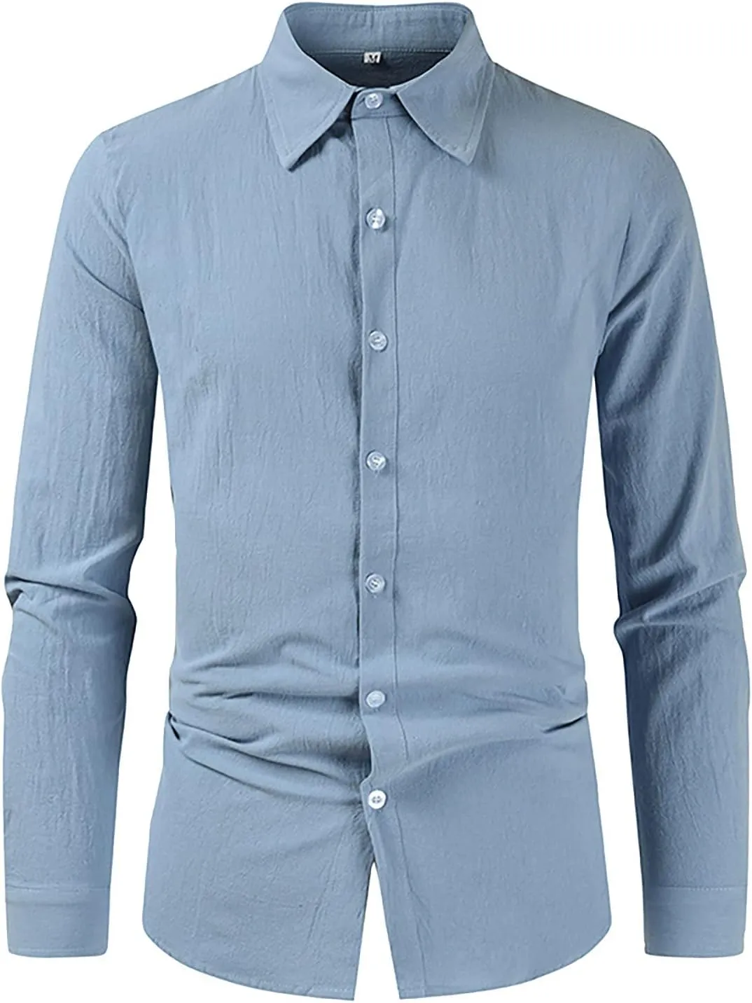 Mens Linen Shirts Long Sleeve Button Down Linen Beach Shirts Casual Loose Fit Summer Collared Shirts Linen Tops