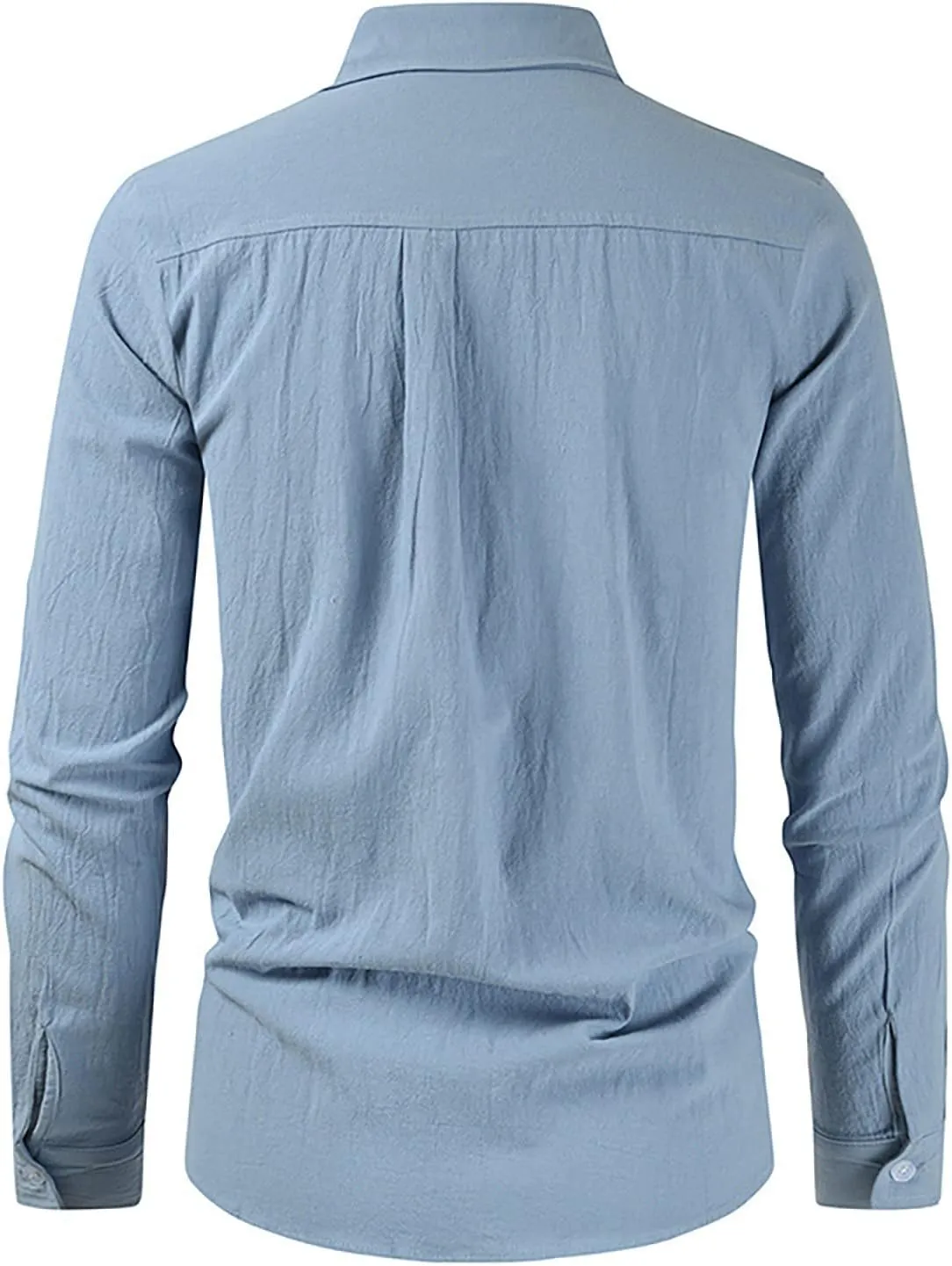 Mens Linen Shirts Long Sleeve Button Down Linen Beach Shirts Casual Loose Fit Summer Collared Shirts Linen Tops