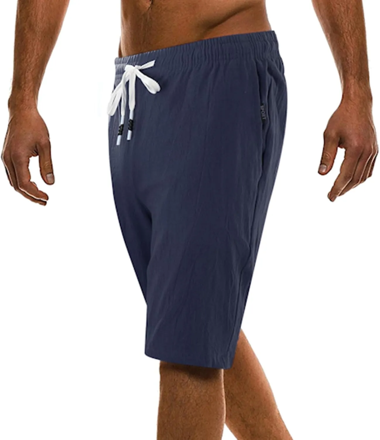 Men's Linen Shorts 2024 Summer Beach Shorts Sweat Shorts Casual Drawstring Lounge Athletic Shorts Comfy Elastic Running Short