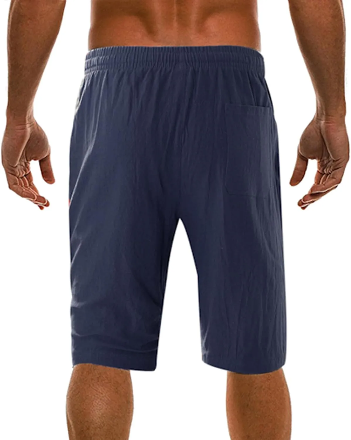 Men's Linen Shorts 2024 Summer Beach Shorts Sweat Shorts Casual Drawstring Lounge Athletic Shorts Comfy Elastic Running Short