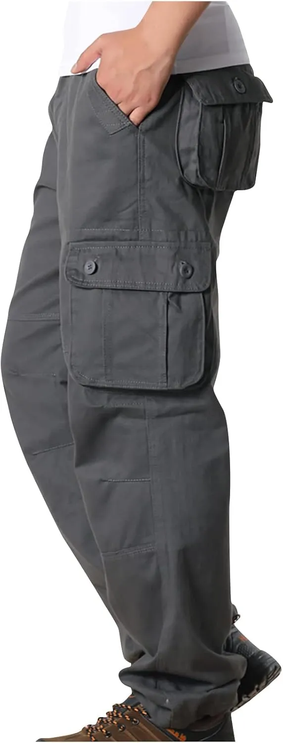Men's Outdoor Tactical Pants Travel Hiking Fishing Cargo Pants Relaxed Fit Work Pants Casual Big and Tall Trousers