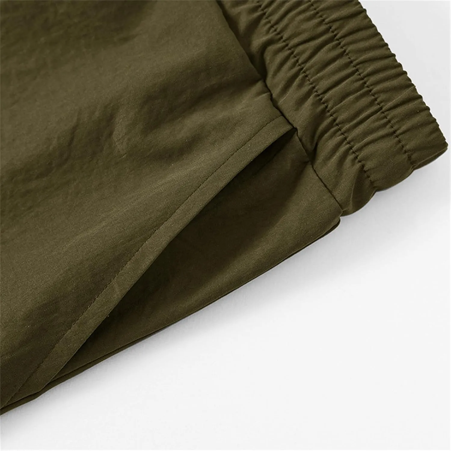 Men's Twill Beach Shorts Elastic Drawstring Thin Shorts Relaxed Fit Solid Color Pants Summer Breathable Casual Pants