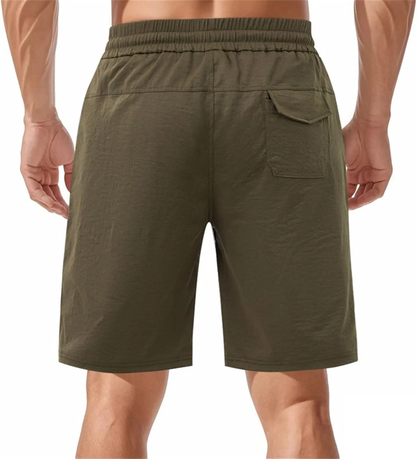 Men's Twill Beach Shorts Elastic Drawstring Thin Shorts Relaxed Fit Solid Color Pants Summer Breathable Casual Pants