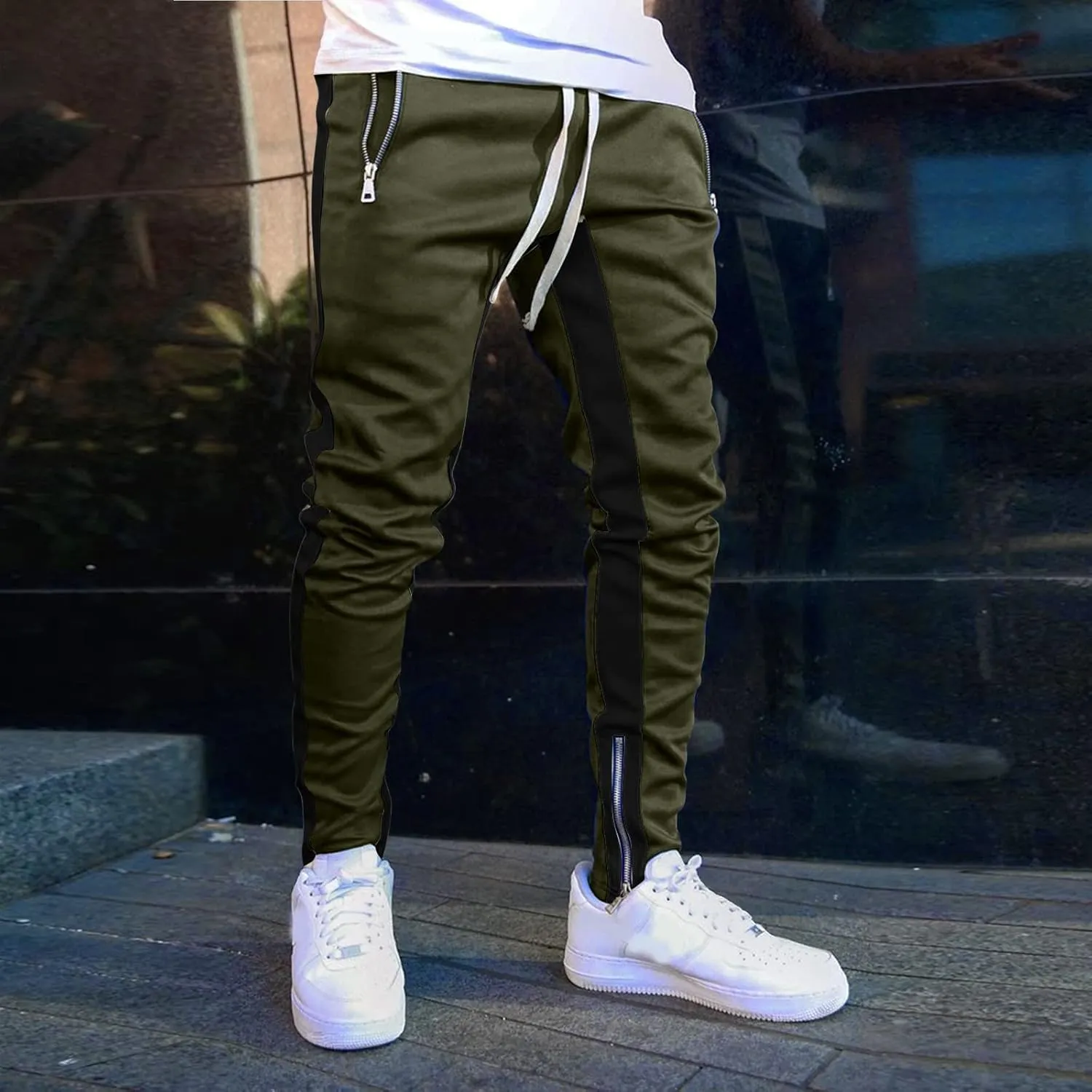 Mens Workout Cargo Sweatpants Baggy Big and Tall Jogger Sweatpants Cargo Joggers for Men Stretch Relaxed Fit Elastic