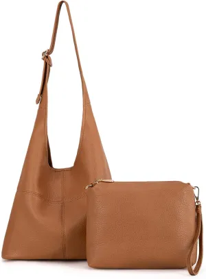 Montana West Hobo Bags Purse for Women Ultra Soft Foldable Shoulder Slouchy Handbags with Cosmetic bag