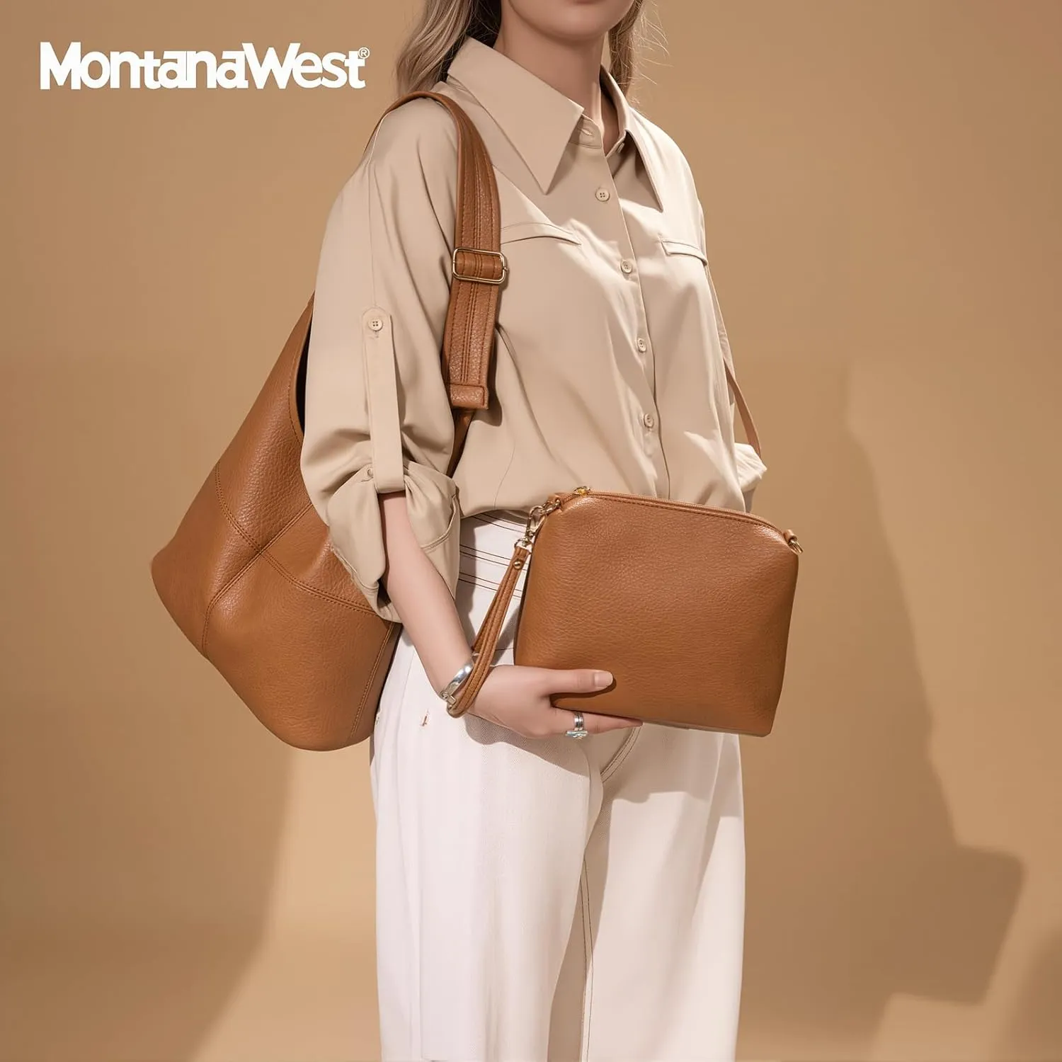 Montana West Hobo Bags Purse for Women Ultra Soft Foldable Shoulder Slouchy Handbags with Cosmetic bag