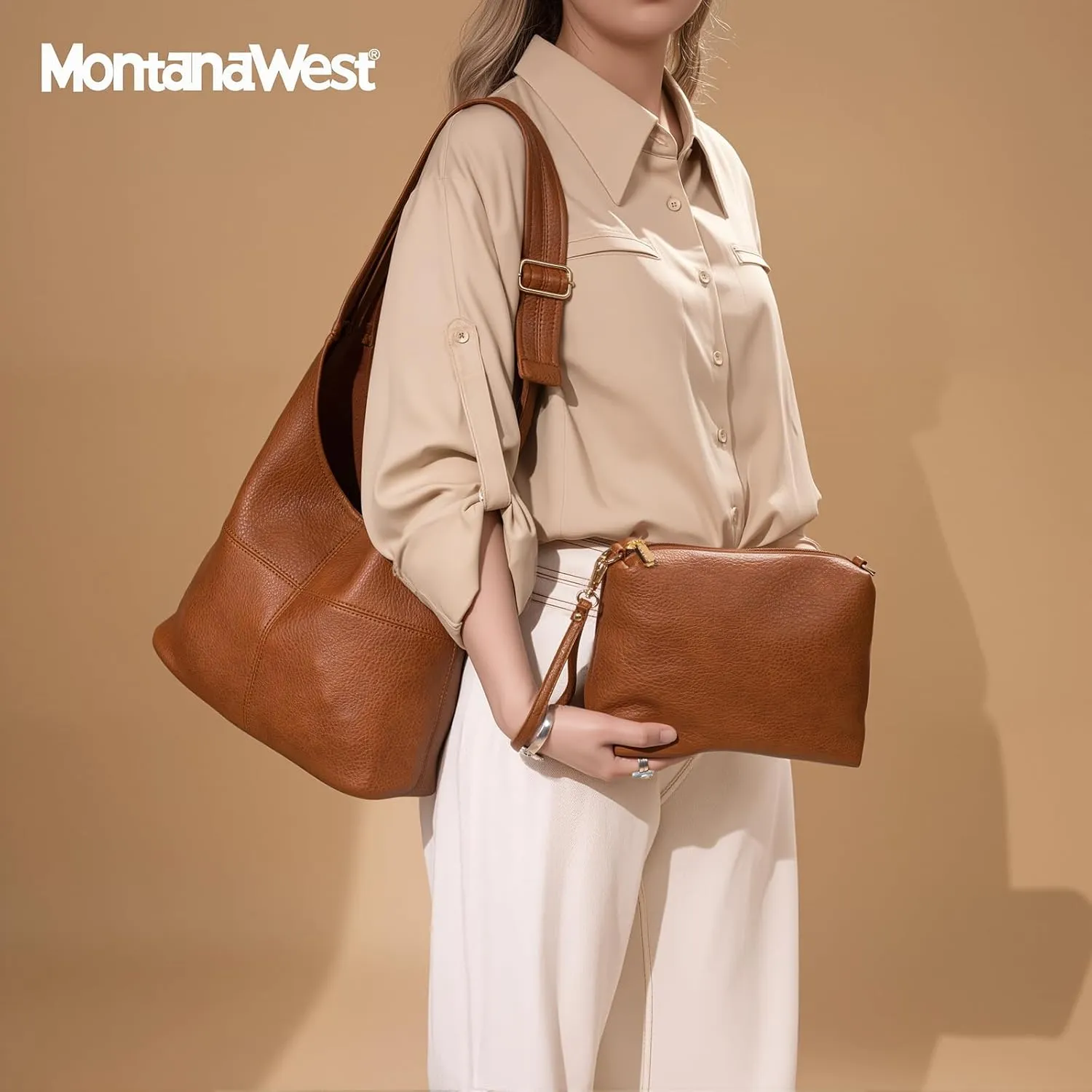 Montana West Hobo Bags Purse for Women Ultra Soft Foldable Shoulder Slouchy Handbags with Cosmetic bag