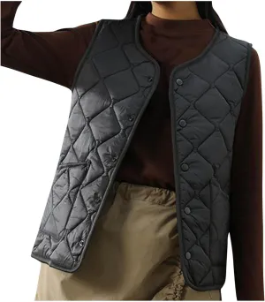 Oversized Sleeveless Vest for Women V Neck Button Down Cardigan Plus Size Winter Coat Warm Cardigan Top with Pockets