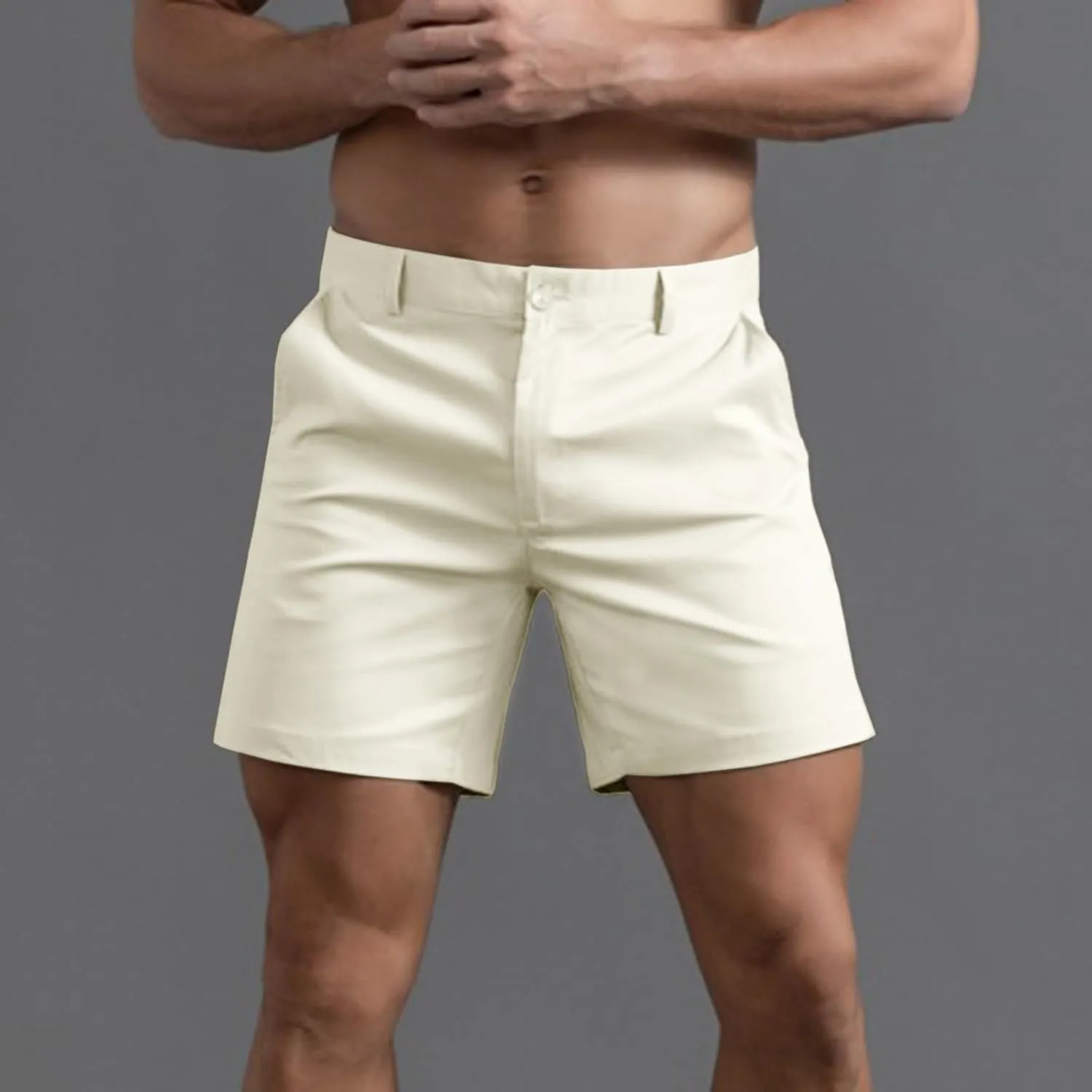 Oymyakon Men's Chino Shorts 6 Inch Slim Fit Shorts Cotton Stretch Casual Shorts Summer Flat Front Shorts