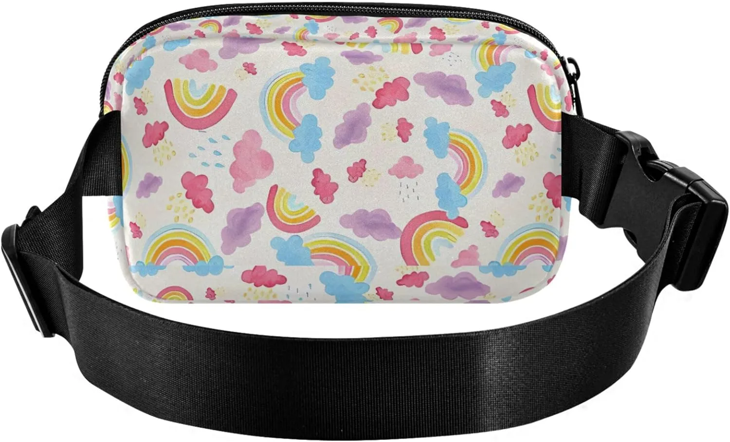Personalized Watercolor Rainbows Clouds Waterproof Women Fanny Packs Hip Bag Belt Purse Hiking Travel Waist Bag