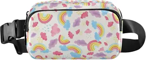 Personalized Watercolor Rainbows Clouds Waterproof Women Fanny Packs Hip Bag Belt Purse Hiking Travel Waist Bag
