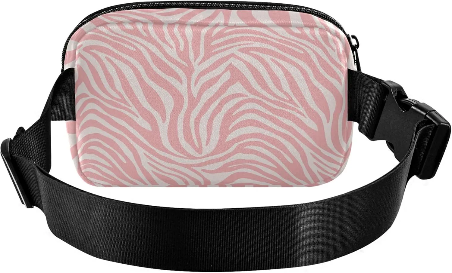 Pink Zebra Print Fanny Pack for Women Flower Hip Bag Belt Purse Waterproof Crossbody Waist Purse