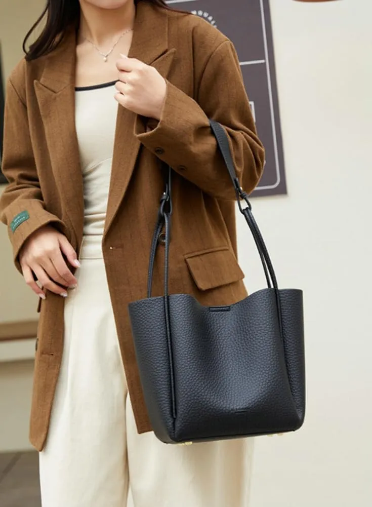PU Leather Bucket Tote Bags for Women Trendy Vegan Crossbody Bags Designer Ladies Handbags with detachable shoulder Strap