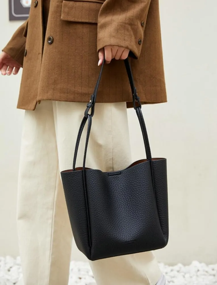 PU Leather Bucket Tote Bags for Women Trendy Vegan Crossbody Bags Designer Ladies Handbags with detachable shoulder Strap