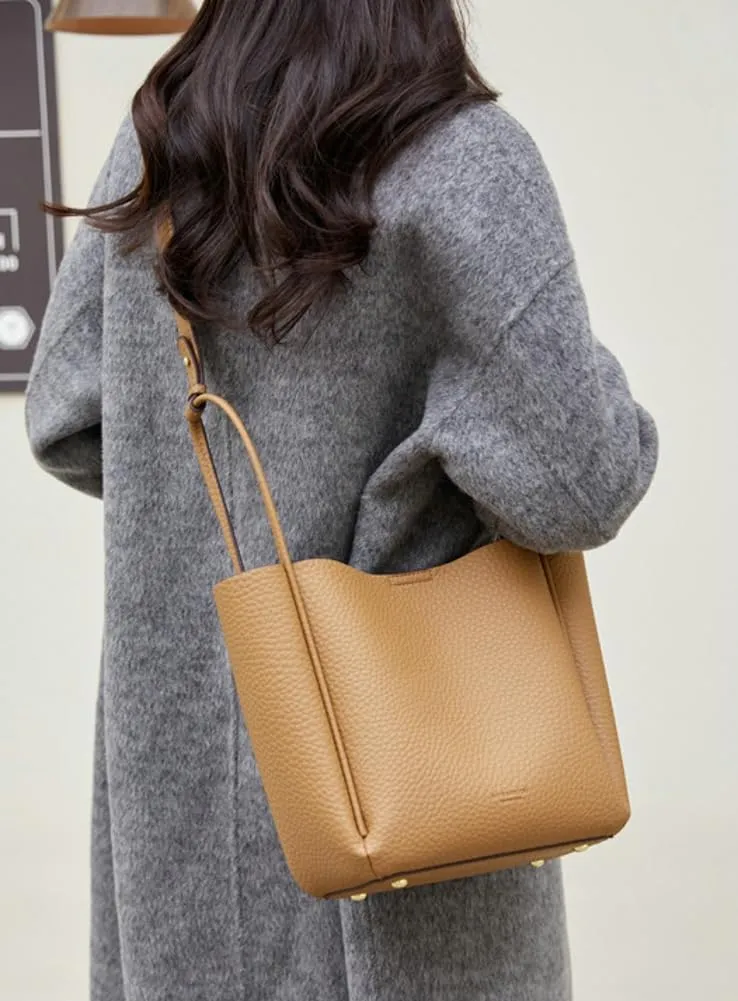 PU Leather Bucket Tote Bags for Women Trendy Vegan Crossbody Bags Designer Ladies Handbags with detachable shoulder Strap