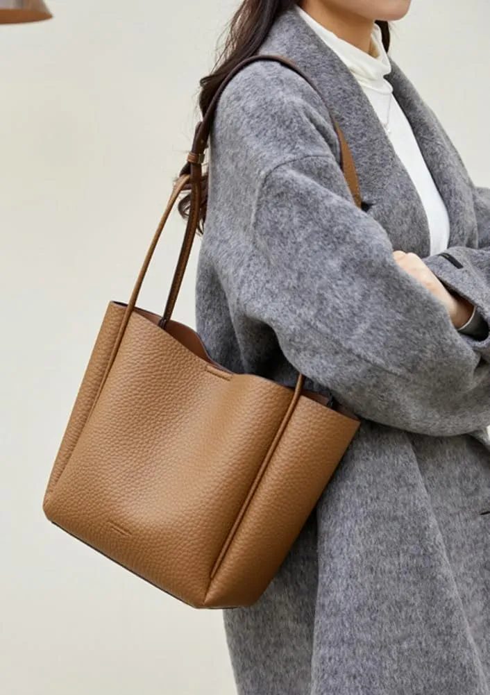 PU Leather Bucket Tote Bags for Women Trendy Vegan Crossbody Bags Designer Ladies Handbags with detachable shoulder Strap