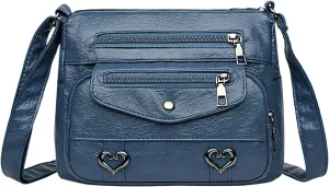 Puffy Crossbody Bags for Women Cute Hobo Tote Handbags Mini Clutch Purses with Zipper Closure Fashion Beach Bag(Blue)