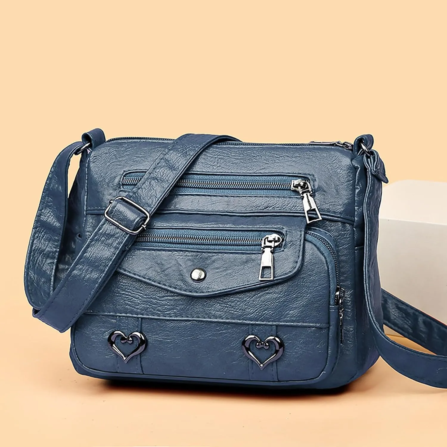 Puffy Crossbody Bags for Women Cute Hobo Tote Handbags Mini Clutch Purses with Zipper Closure Fashion Beach Bag(Blue)