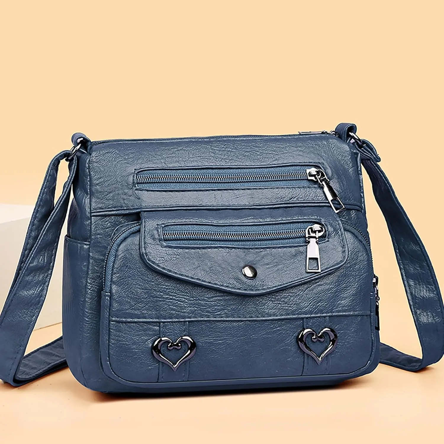 Puffy Crossbody Bags for Women Cute Hobo Tote Handbags Mini Clutch Purses with Zipper Closure Fashion Beach Bag(Blue)