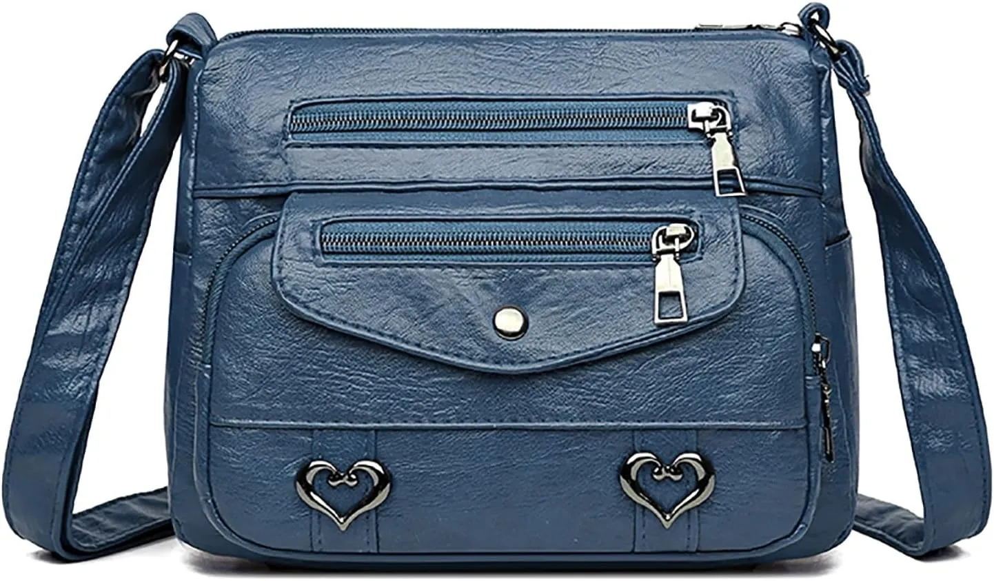 Puffy Crossbody Bags for Women Cute Hobo Tote Handbags Mini Clutch Purses with Zipper Closure Fashion Beach Bag(Blue)