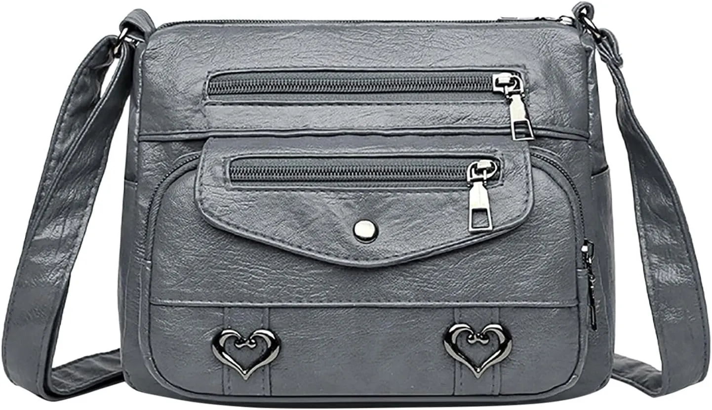 Puffy Crossbody Bags for Women Cute Hobo Tote Handbags Mini Clutch Purses with Zipper Closure Fashion Beach Bag(Grey)