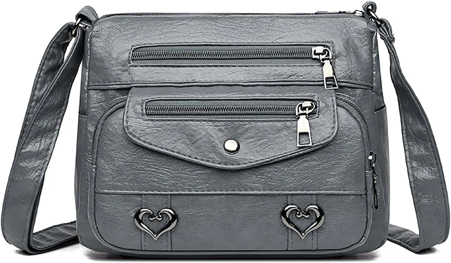 Puffy Crossbody Bags for Women Cute Hobo Tote Handbags Mini Clutch Purses with Zipper Closure Fashion Beach Bag(Grey)