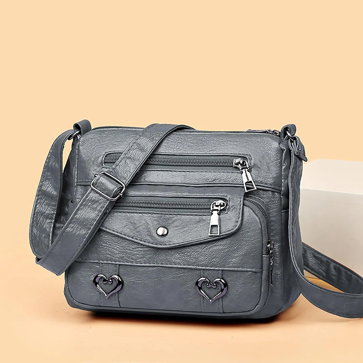 Puffy Crossbody Bags for Women Cute Hobo Tote Handbags Mini Clutch Purses with Zipper Closure Fashion Beach Bag(Grey)